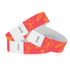 Three red 3/4" Tyvek Wristbands with printed designs of line art candy