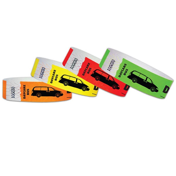 3/4"  Tyvek Day Care Bus Wristbands