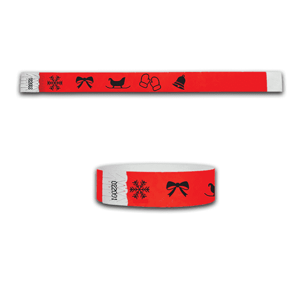 3/4" Holiday Time Tyvek Wristbands