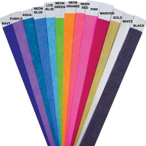 3/4" Tyvek Wristbands Solid Colors