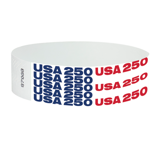 3/4" Tyvek USA 250 Celebration Wristbands