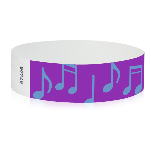 3/4" Tyvek Music Notes Wristbands
