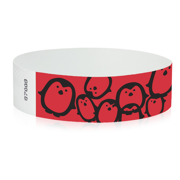 3/4" Tyvek Red Penguins Wristbands