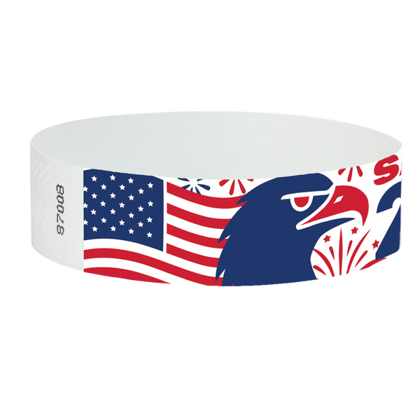 3/4" Tyvek Red, White, and Boom 250 Wristbands