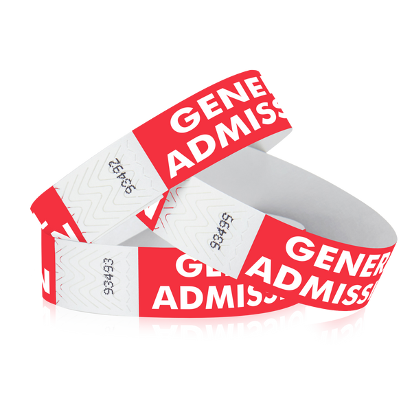 3"4 Red General Admission Tyvek® Wristband