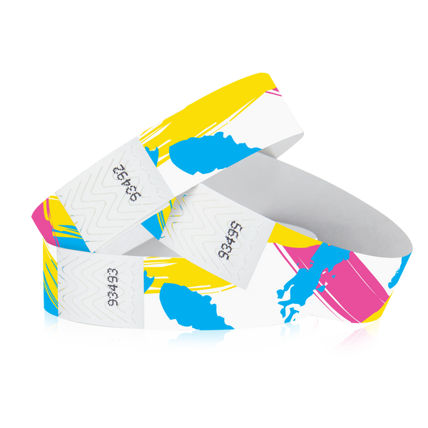 Set of three 3/4" Tyvek Wristbands with a 90s Paint Stroke Design