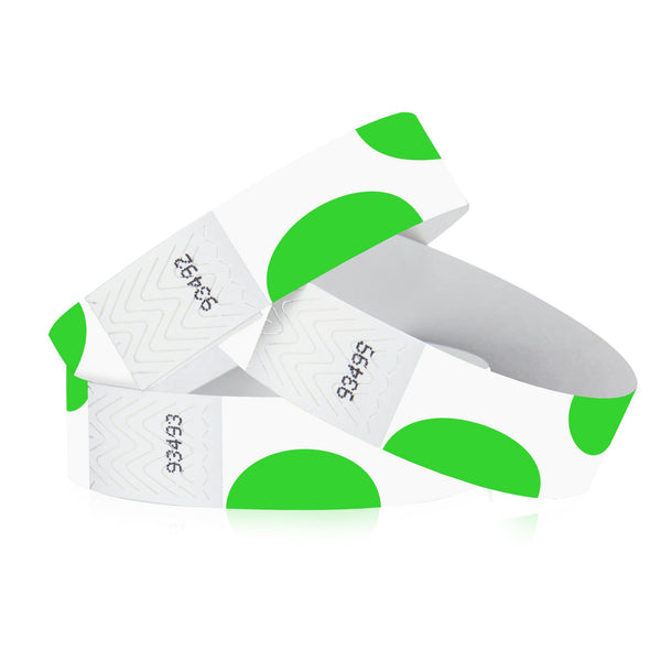 3/4" Tyvek Wristband (Green Half Circles)