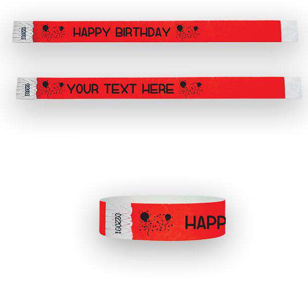 3/4" Happy Birthday Tyvek Wristbands