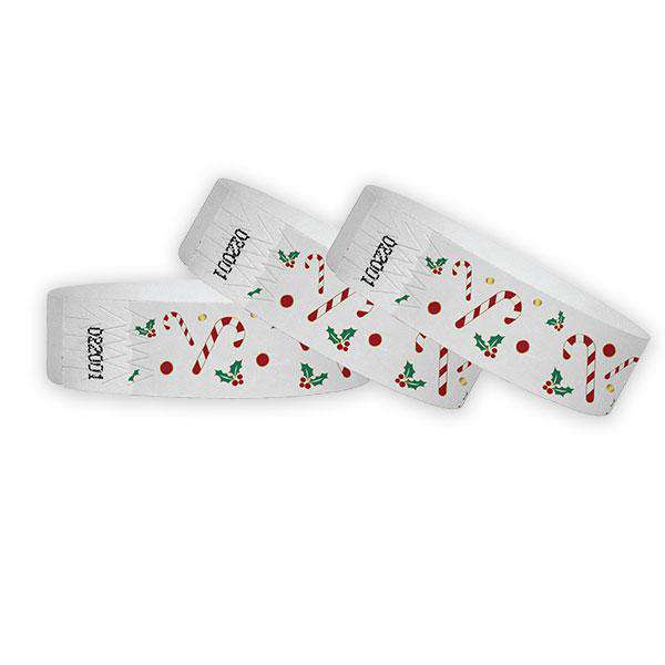 3/4" Candy Cane Tyvek Wristbands