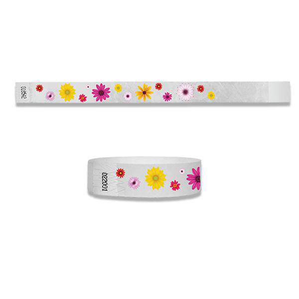 3/4" Flowers Full Color Wristbands