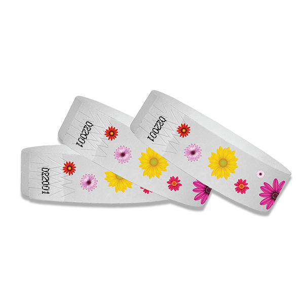 3/4" Flowers Full Color Wristbands