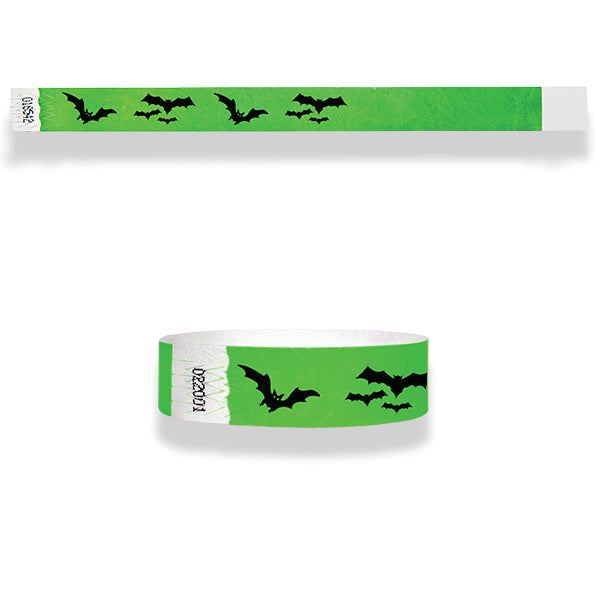 3/4" Tyvek Halloween Bats Wristband