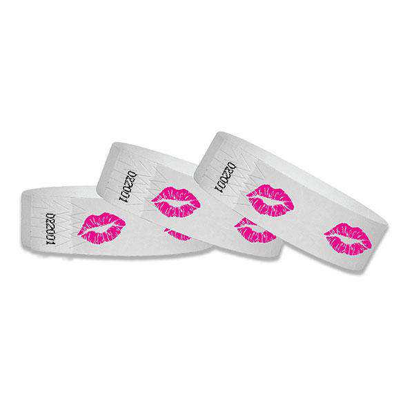 3/4" Tyvek Wristband Pink Lips
