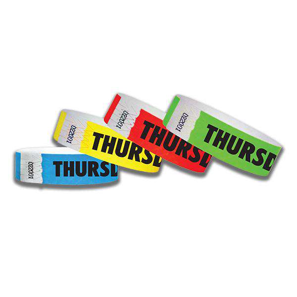 3/4" Thursday Tyvek Wristbands