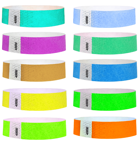 Same Day Ship 3/4" Tyvek Wristbands Solid Colors
